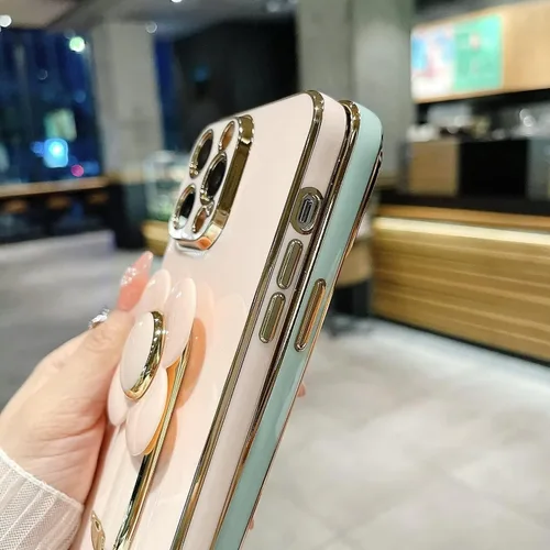 Vista 6 de Miagon - Funda con soporte para Xiaomi Redmi A1, galvanizado suave TPU protector delgado a prueba de golpes con molinete giratorio soporte de flores