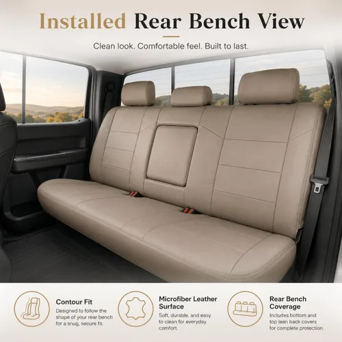 Vista 4 de GXARTS Funda de asiento de repuesto de cuero para asiento trasero inferior de color marrón compatible con Ford Excursion 2002-2005 compatible