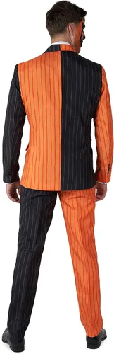 Vista 3 de SUITMEISTER Men's Halloween Pumpkin Suit Costume Jack O Pinstripe Cosplay Party Adult Blazer, Pants & Tie in Black and Orange
