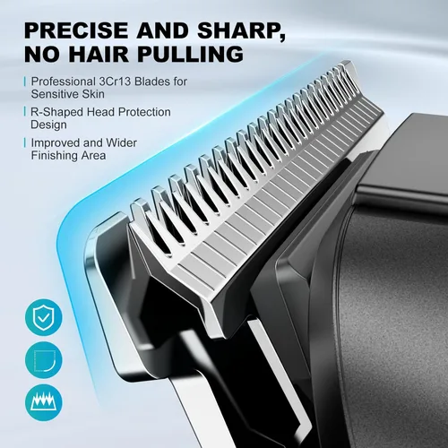 Vista 3 de Recortadora de barba para hombres – Kit profesional 14 en 1 de aseo para hombre, cortapelos con motor de doble velocidad para barba, cabeza, cuerpo