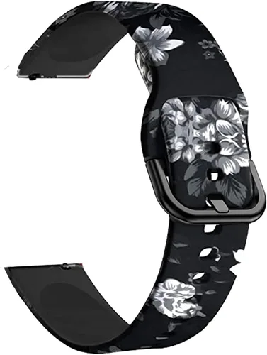 Vista 2 de Compatible con Garmin Forerunner 45, correas de repuesto de silicona estampadas para mujeres y hombres (flor gris)