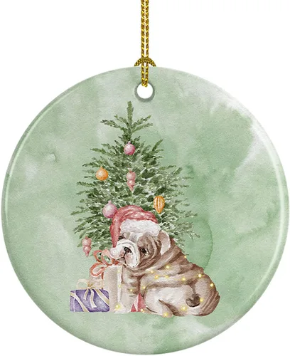 Vista 36 de Caroline's Treasures Bulldog, Bulldog inglés #2 y árbol de cerámica adorno colgante para árbol de Navidad, decoración colgante para el hogar