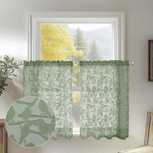 Vista 74 de OVZME Anji Clip Voile Sheer Tiers RD 2X30X36 Negro