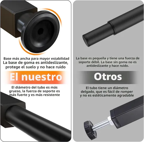 Vista 3 de 4 patas de soporte de cama de altura ajustable, elevadores de cama de metal de 6.2 a 7.5 pulgadas