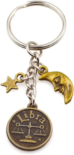 Vista 7 de It's All About...You! Bronze Zodiac Sign Moon & Star Keychain Horoscope Constellations Astrological 12 Signs