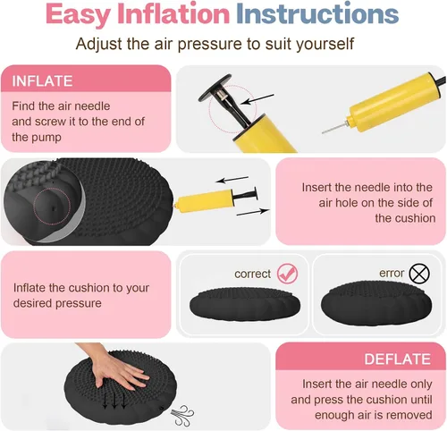 Vista 6 de kisnbld Cojín Tambaleante, Asiento Wiggle Extra Grueso para Niños Sensoriales, Disco de Equilibrio Antideslizante con Bomba de Inflado para Fuerza