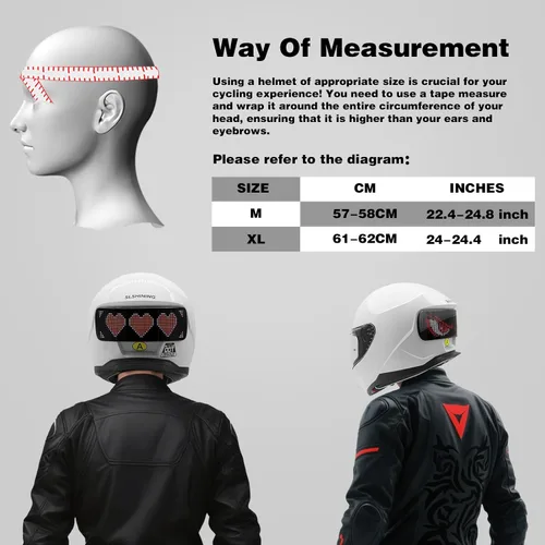 Vista 2 de Full Face Motorcycle Helmet - DOT Approved, App Programmable Rear Display, USB Charging, Adult Dirt Bike Helmet for Men & Women
