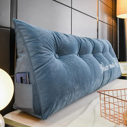 Vista 13 de Almohada de cabecera con cuña para lectura, respaldo de vellón, almohada de descanso de lectura, cojín triangular grande para la espalda, almohada