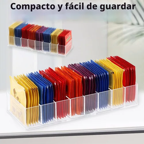 Vista 8 de Paquete de 6 organizadores de bolsas de té, organizador de té, 8 Soporte para bolsitas de té; organizador de cajones de cocina; plástico