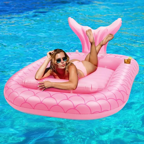 Vista 15 de HeySplash Inflatable Tanning Pool Lounger Float, Suntan Tub for Adults A-Pink Leaf L