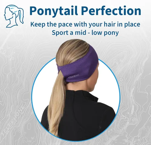 Vista 43 de TrailHeads - Diadema para mujer, diseño de cola de caballo, con banda para la oreja que absorbe la humedad, ideal para correr