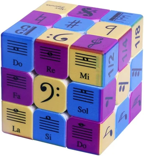Vista 2 de Speed Cube - Rompecabezas de 3 x 3 x 3 pulgadas, diseño de notas musicales, rompecabezas de IQ Games, efecto de alivio, regalo para amantes