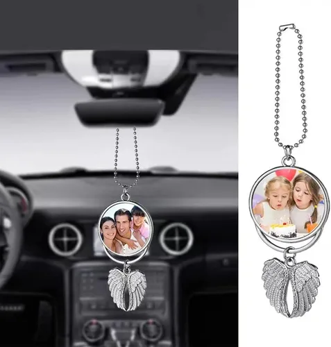 Vista 9 de Accesorios de Decoración Colgante para Auto con Foto Personalizada, Ornamento Ambientador de Auto con Imagen Personalizada de Doble Cara, Dijes
