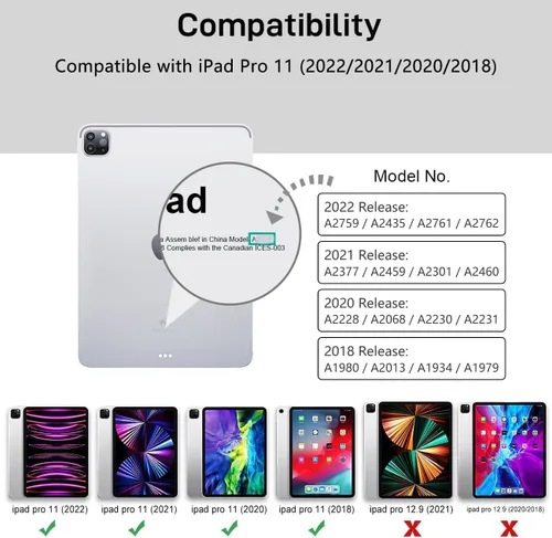 Vista 2 de TSQQST - Funda para iPad Pro de 11 pulgadas 4ª generación 2022 con soporte para lápices Negro