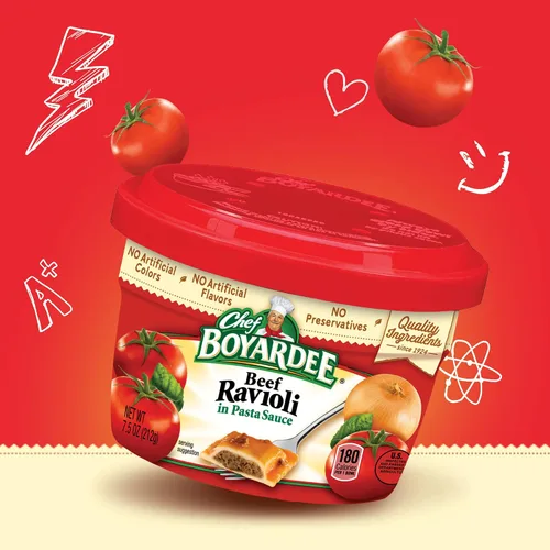 Vista 4 de Chef Boyardee Ravioles de carne en salsa de pasta, alimentos para microondas, cuenco apto para microondas de 7.5 onzas (12 cuencos)