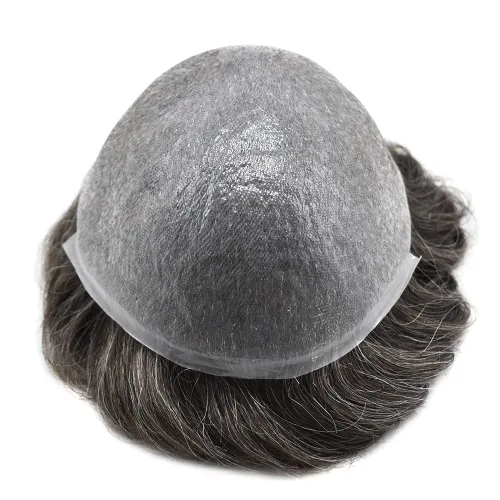 Vista 6 de Hairpiece para hombres Toupee Unidades de cabello humano para hombres Pieza de pelo de piel fina Toupee Hombres Reemplazo de pelo V-Loop Línea
