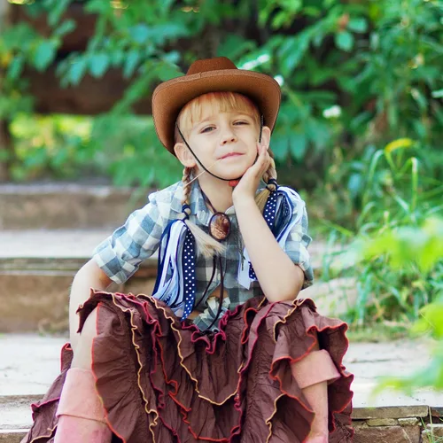Vista 7 de Hercicy Sombrero de Vaquero Occidental para Niños Sombrero de Vaquera para Niños y Niñas Disfraz de Vestir, Suministros para Fiestas de Navidad