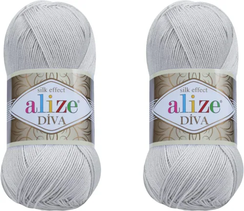 Vista 6 de Alize Diva Yarn - Hilo para tejer a mano, hilo acrílico 100% microfibra, hilo Alize Diva, efecto seda, ganchillo arte, encaje, manualidades, lote