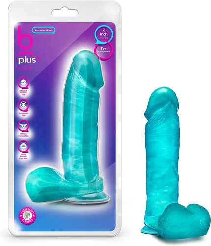 Vista 8 de Blush B Yours Plus Hearty n' Hefty - Consolador de silicona con bolas, pene realista de 1.75 pulgadas de ancho, ventosa, compatible con junta