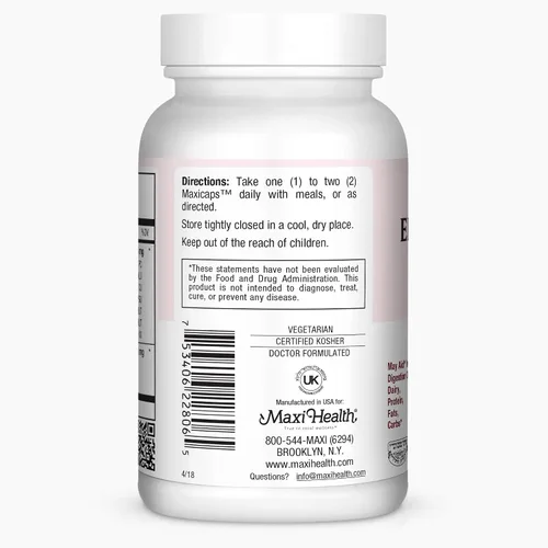 Vista 3 de Maxi Health Las enzimas digestivas PremiumComplex ayudan a los lácteos y las grasas, 60