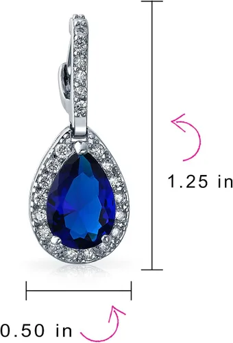 Vista 4 de Juego de joyas nupciales de 7 a 15 quilates, estilo vintage, halo de circonita cúbica AAA, circonita cúbica, aretes de gota a presión, lágrima