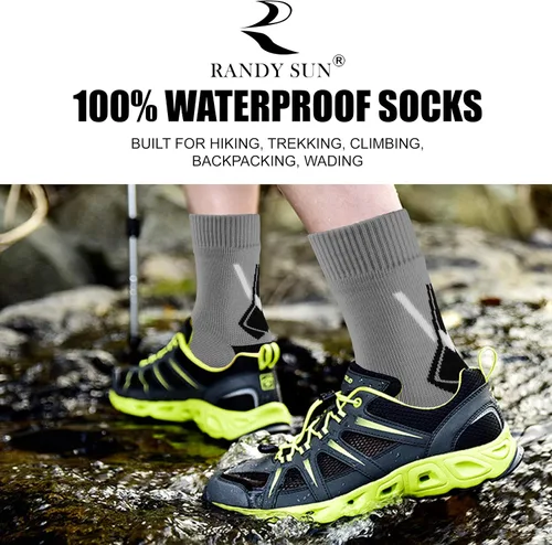 Vista 4 de RANDY SUN - Calcetines 100% impermeables, unisex, para practicar senderismo, caminar, correr, esquiar, etc