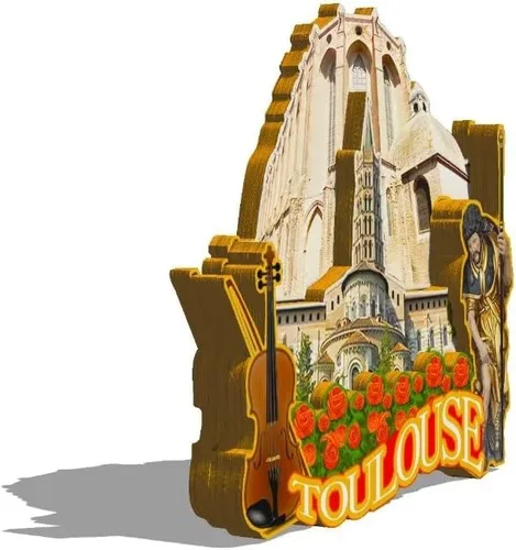 Vista 2 de Imán de Francia Toulouse para nevera de madera 3D, monumentos de viaje, coleccionables, recuerdos, decoración hecha a mano, 180