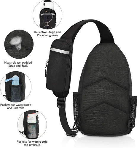 Vista 4 de MAYLISACC Bolso bandolera bandolera para hombres y mujeres, mochila con múltiples bolsillos para viajes, senderismo, mochila de pecho con llavero