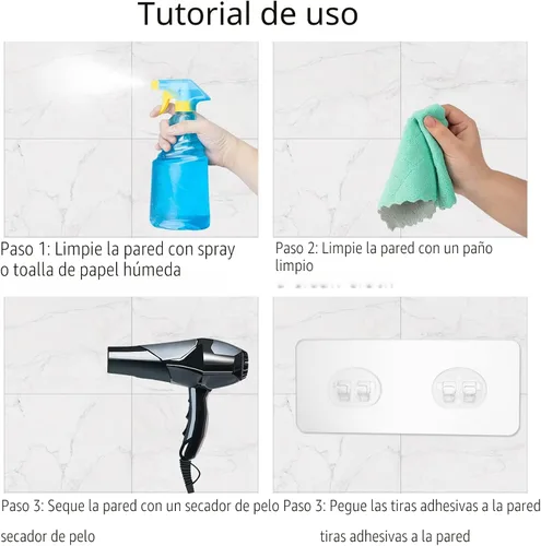 Vista 5 de Paquete de 8 adhesivos para organizador de ducha para reemplazo, adhesivo transparente fuerte para almohadillas adhesivas de organizador de ducha