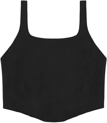 Vista 4 de REORIA - Camiseta corta sin mangas con cuello cuadrado sexy para mujer