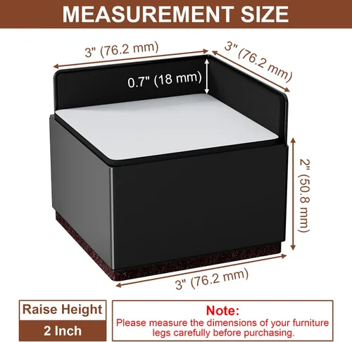 Vista 2 de Ezprotekt Elevadores de cama de 2 pulgadas, elevadores de muebles resistentes para cama, sofá, silla, marco de patas de mesa, elevadores de cama
