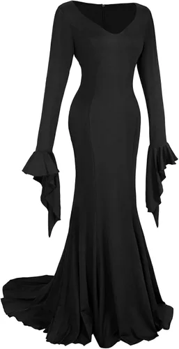 Vista 5 de Women Halloween Dress Addams Family Wednesday Costume Gothic Party Long Sleeve Dress