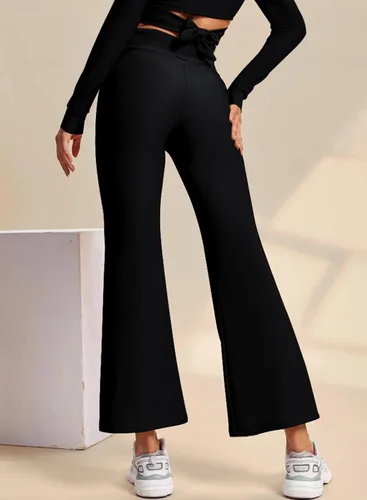 Vista 3 de Aleumdr Pantalones de yoga acampanados para mujer, de cintura alta, corte de bota, pantalones largos de entrenamiento, pantalones de vestir casuales