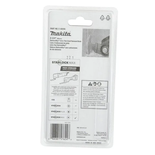 Vista 4 de Makita E-08595 StarlockMax® Multiherramienta oscilante de metal duro de 2-3/4" con carburo de tungsteno 50 Grit Grout y hoja de sierra segmentada