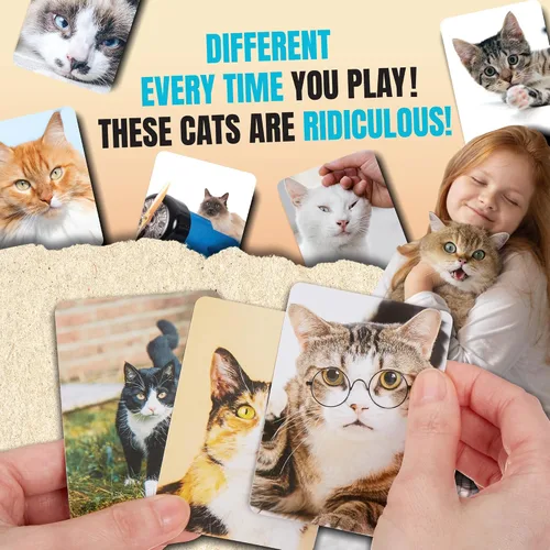 Vista 7 de Name that Kitty - Divertido juego de gatos para niños que es ideal para la noche de juegos en familia Juguete con temática de gato de 100 cartas