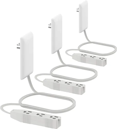 Vista 29 de LIDER LWE3-315-BK - Extensor de toma de corriente de cara plana con 3 receptáculos, enchufe de pared ultrafino, regleta de alimentación con cable