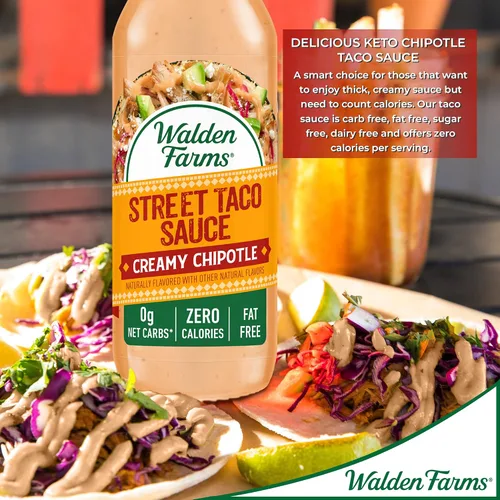 Vista 6 de Walden Farms Street Taco Sauce Creamy Chipotle - Sin calorías, sin gluten, bajo en carbohidratos, apto para dieta cetogénica, sin azúcar, sabor a