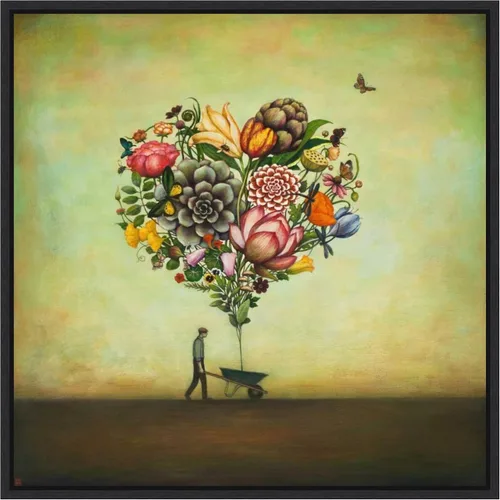 Vista 9 de Amanti Art Lienzo enmarcado para pared, diseño botánico de corazón grande de 16 x 16 pulgadas, por Duy Huynh, lienzo enmarcado para pared, obras