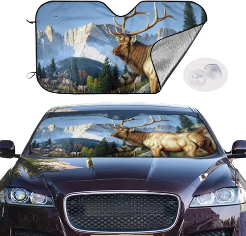 Vista 4 de Parasol personalizado para parabrisas de vehículo, protector de ventana frontal con diseño reflectante, protector contra rayos UV para automóviles