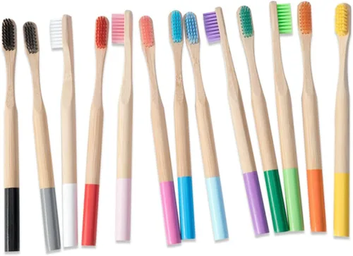 Vista 7 de LALAFINA Cepillo de dientes de bambú Cepillo de dientes de bambú natural Cepillos de dientes sostenibles Cepillos de dientes de limpieza orgánicos