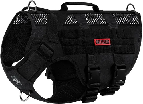 Vista 22 de OneTigris - Arnés táctico para perros pequeños, chaleco de perro pequeño sin tirones con asas, transpirable, arnés militar con sistema MOLLE, arnés
