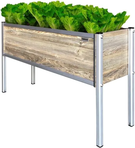 Vista 8 de Cama de jardín elevada (36 x 12 x 14 pulgadas) resistente a la intemperie, maceta para exteriores con drenaje para camas de verduras, jardinería