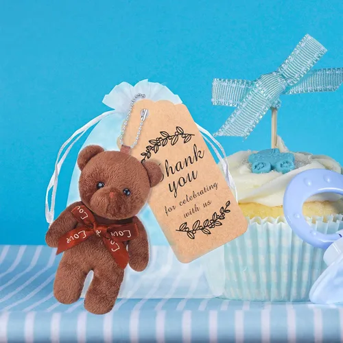 Vista 6 de Zhanmai 20 juegos de mini oso de peluche para decoración de baby shower, regalos de muñecas de baby shower, etiqueta de agradecimiento, bolsa