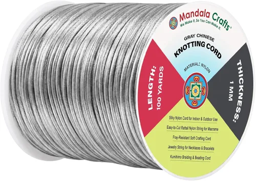 Vista 27 de Mandala Crafts Cordón de satén de cola de rattail de 0.02 in para nudos