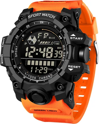 Vista 10 de Reloj militar digital para hombre, reloj de pulsera táctico, cronómetro y alarma facial grande, resistente al agua para exteriores para hombres