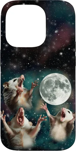 Vista 17 de Three Possum Moon 3 Opossum Funny Weird Cursed Meme Case para iPhone 17