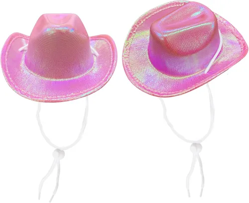 Vista 5 de Sombrero de vaquero para perro, disfraz de gato, bandana de vaquero del oeste, accesorios para mascotas, sombreros de vaquero brillantes metálicos