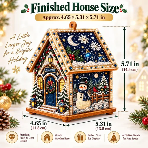 Vista 3 de Wakczshy 3D Christmas House Diamond Painting Art Kit for Adults，#1