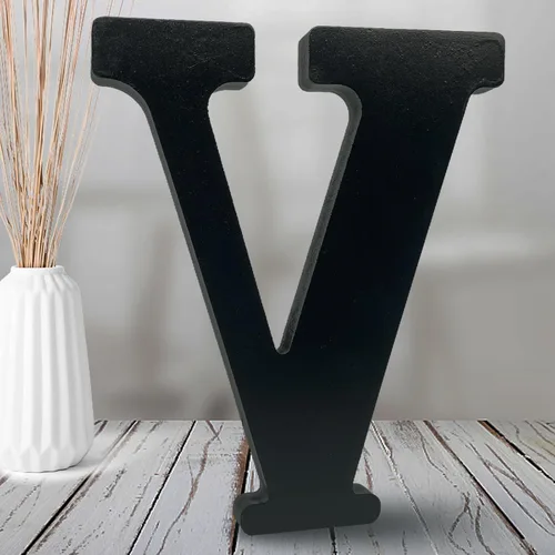 Vista 21 de AOCEAN Letras de madera negra de 8 pulgadas, letras de madera sin terminar para decoración de Halloween, letras decorativas de pie, decoración
