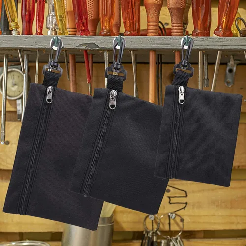 Vista 5 de Juego de 3 bolsas de herramientas de lona, organizador de herramientas resistente, pequeñas bolsas de herramientas para alicates, llave